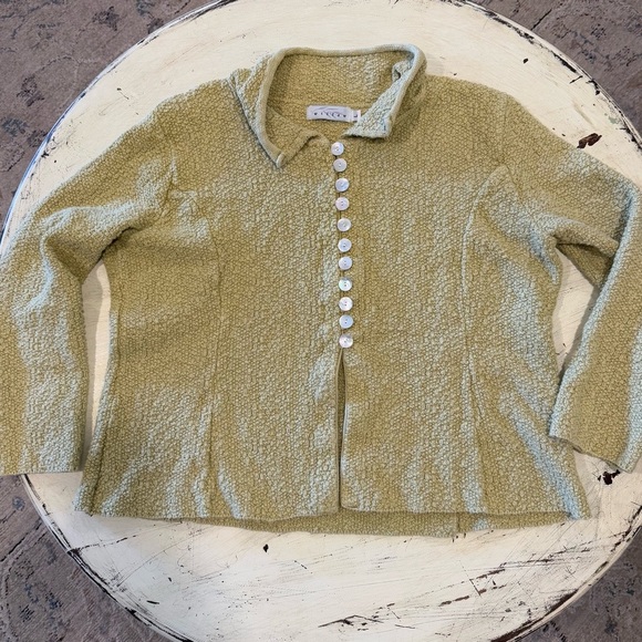 Women's Willow Green Cardigan/ Jacket Size large 100% Cotton - Picture 3 of 6